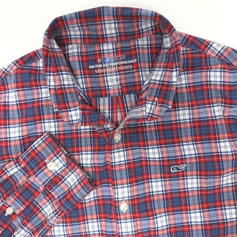 Vineyard Vines Boys Large 16 On-The-Go‎ Performance Plaid Button Down Shirt